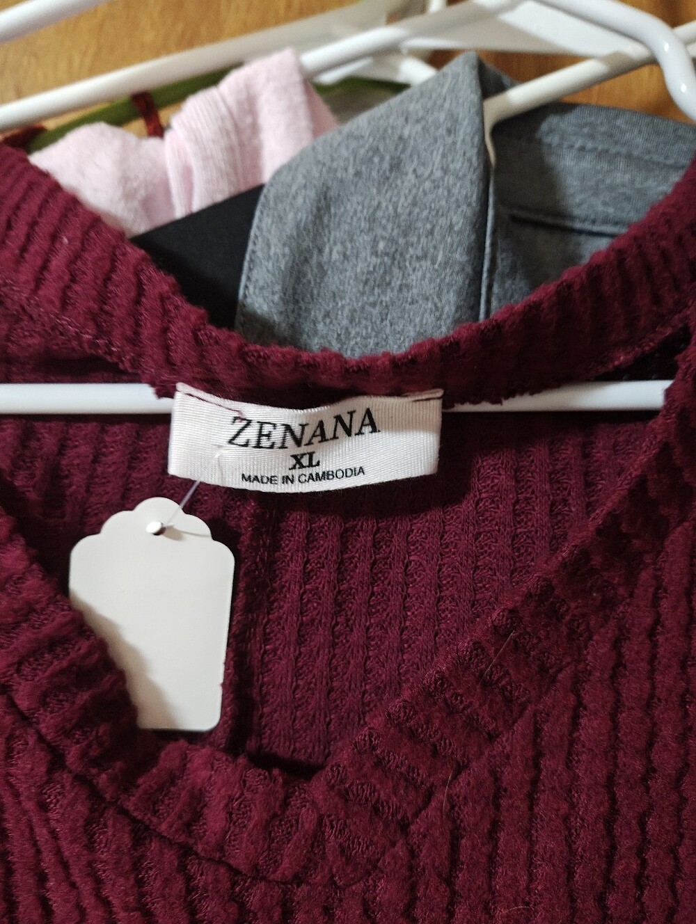 Zenana Outfitters V-Neck Ribbed Sweater in Burgundy